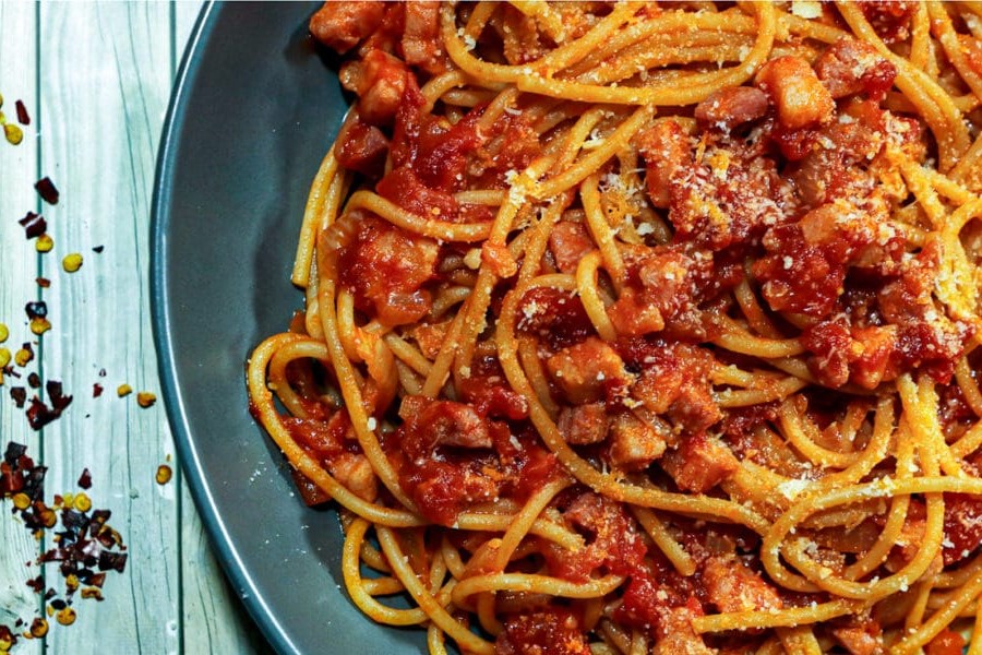 Rezepte Toskana Spaghetti all'amatriciana Tomatensauce